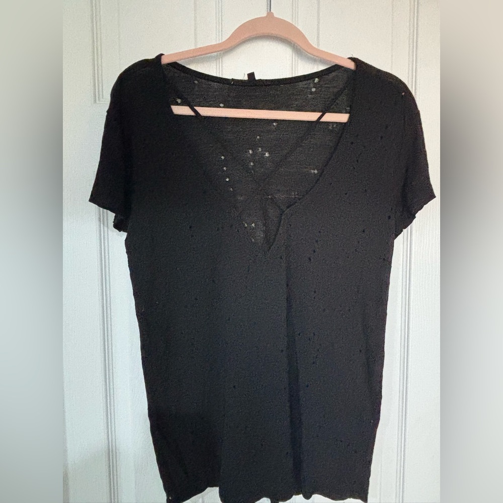 Black distressed top